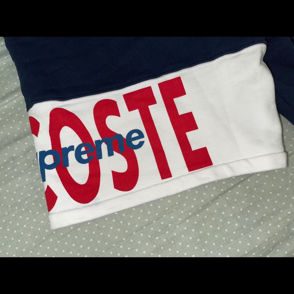 supreme lacoste logo panel shorts